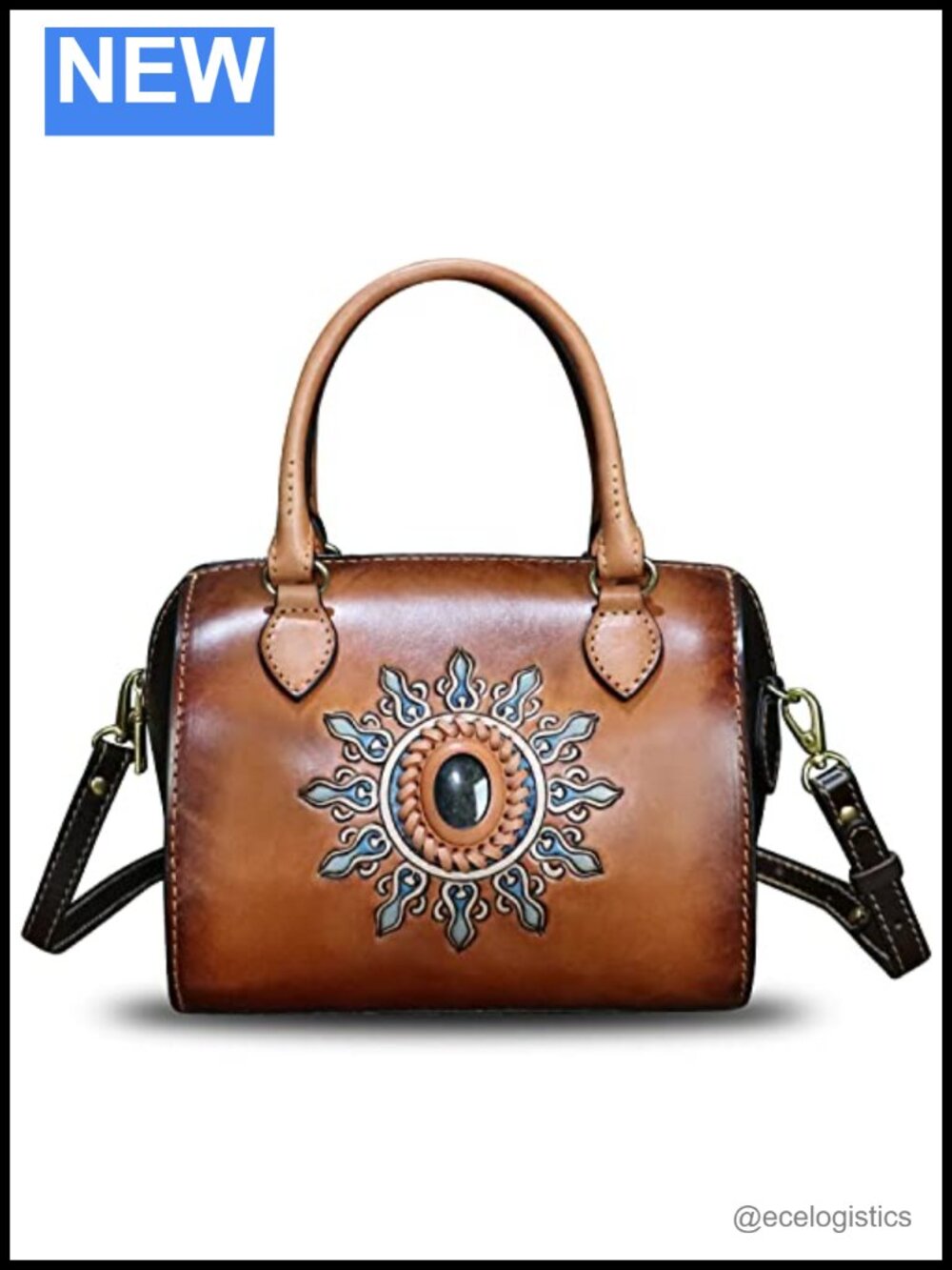 Genuine Cow Leather Small Satchel Handbag with Top-Handle & Shoulder Strap